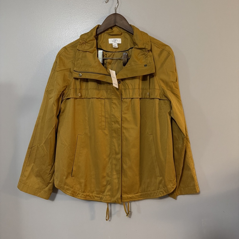 Ann Taylor Loft Jacket LP Petite Mustard Yellow Cinch Waist Retro Minimalist